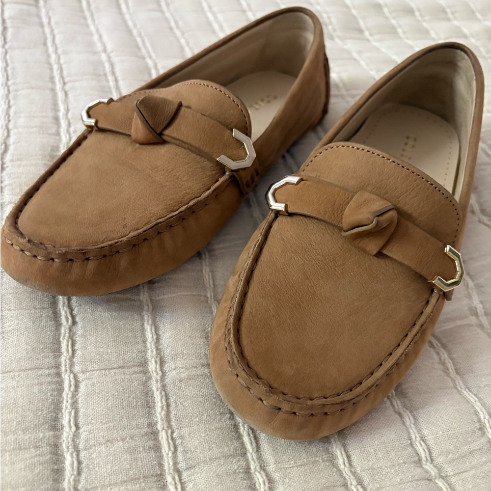 Cole Haan Evelyn Bow Driver Flats Loafers Tan‎ Leather Women’s 5.5C - Picture 3 of 8